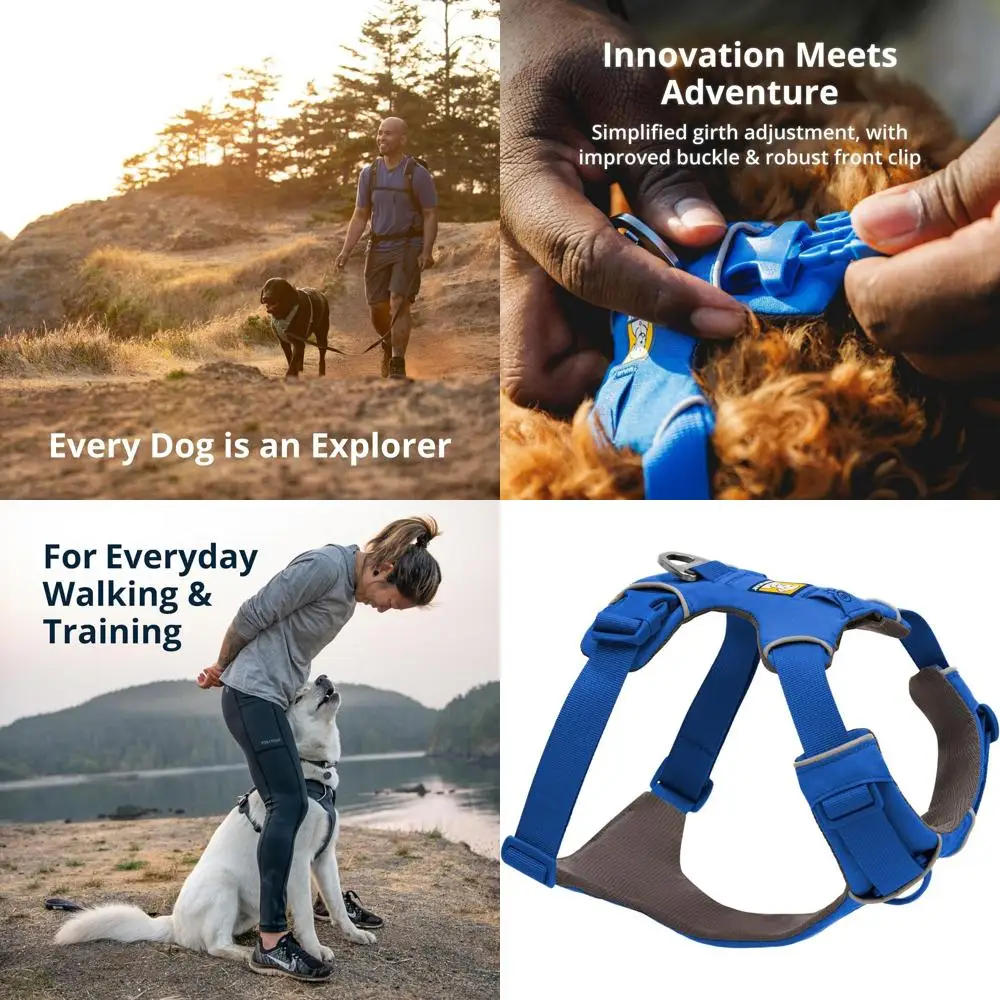 Arnés para perros acolchado suave reflectante para todos los días, clip doble ajustable, entrenamiento y caminar, piscina azul, pequeño