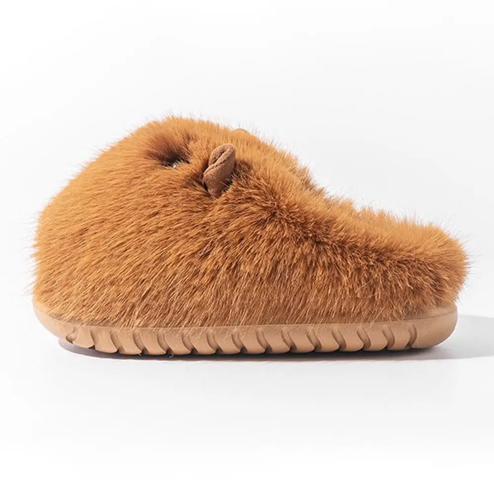 Modne, wygodne pluszowe kapibary kapcie antypoślizgowe zimowe zakryte palce kawaii ciche kapcie dla par do domu