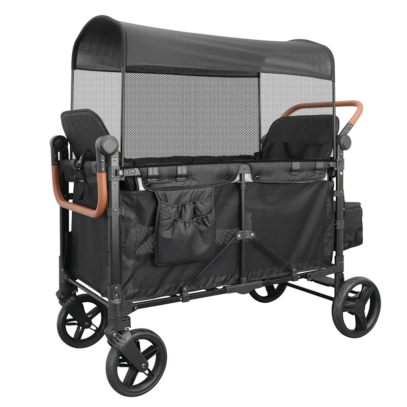 

Custom Pattern 4 Seats Baby Stroller Children Camping Folding Travel Car With Canopy