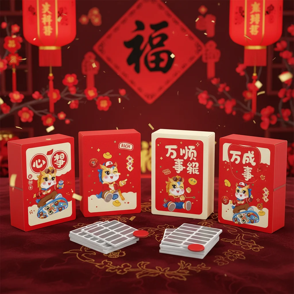 

20pcs Zodiac Horse Scratch-off Cards Anniversary Cartoon Vouchers Tickets Party Game Activity Favors Surprise Lucky Cards