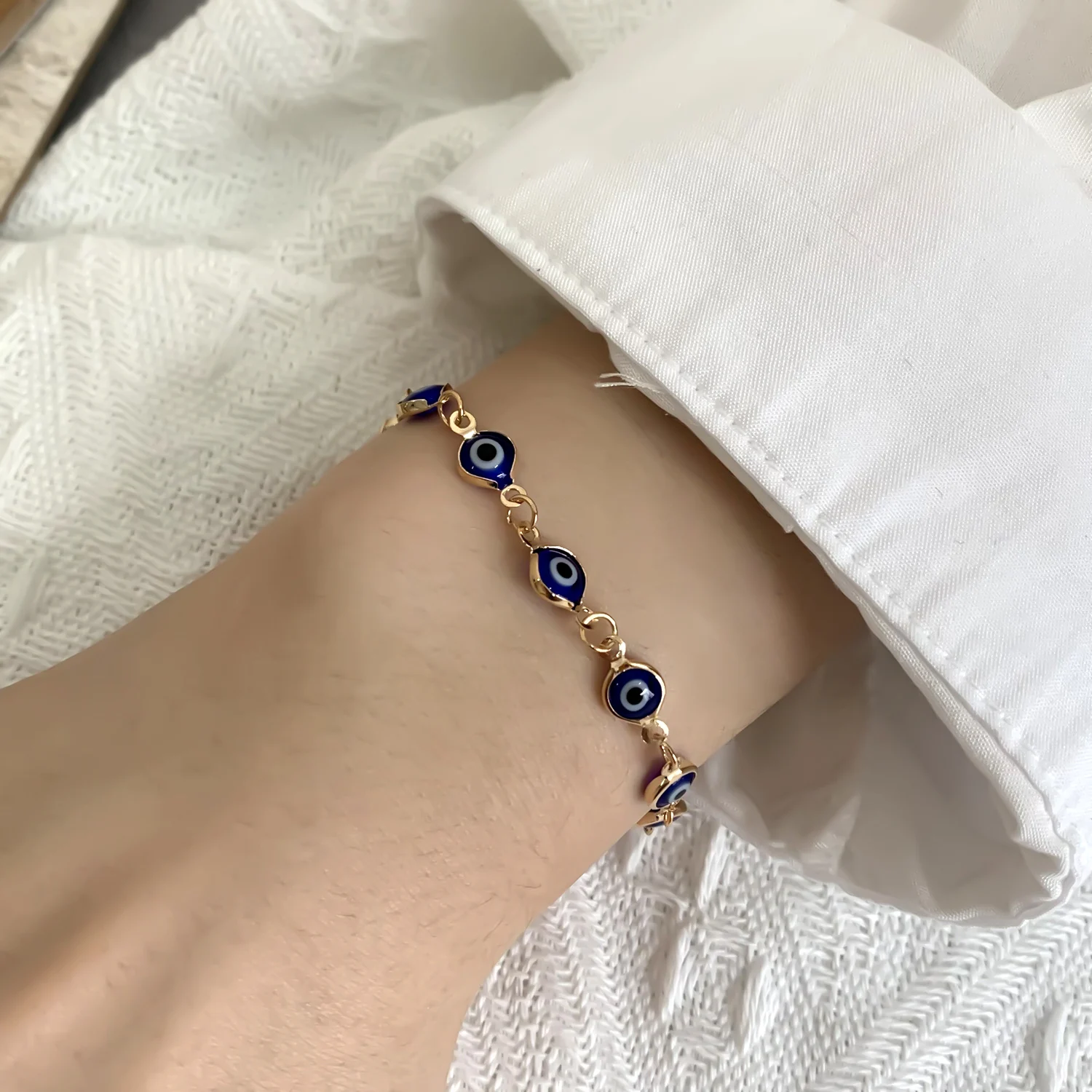 Glücklich Türkei Evil Eye Armband Bunte Rot Blau Auge Ästhetischen Schmuck Für Frauen Einfache Trendy Einstellbare Metall Kette Armbänder – Detail 20
