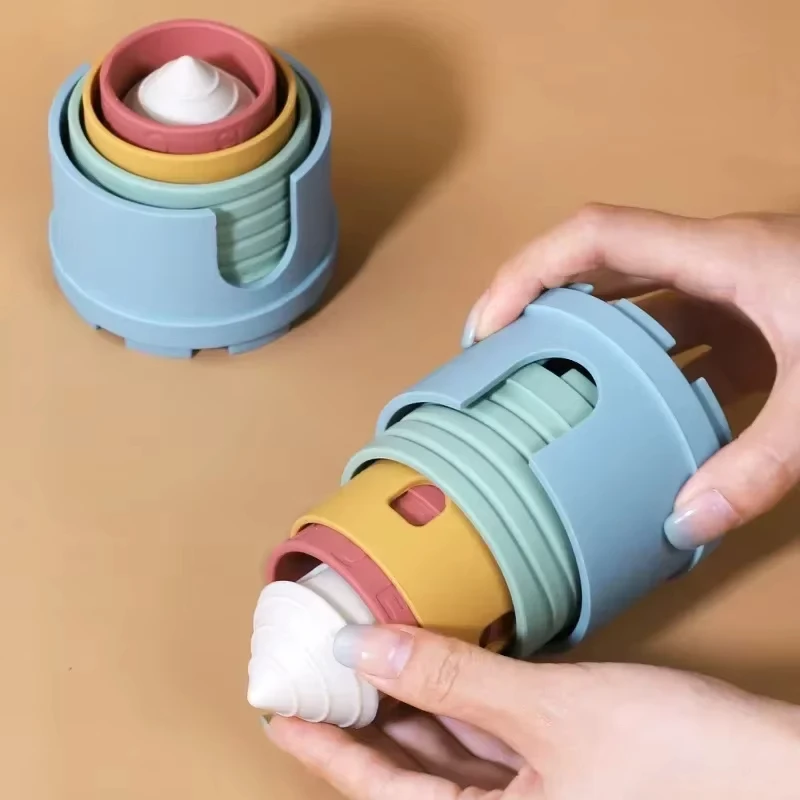 Criativo bebê silicone castelo pilha copo brinquedos cor digital blocos de construção cognitiva para crianças montessori educação precoce brinquedo gif