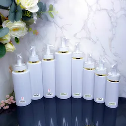 Wholesale 100ml-500ml Empty Shampoo Lotion Bottle White PET Bottle with Lotion Pump For Hand Sanitizer Body Wash Bottle