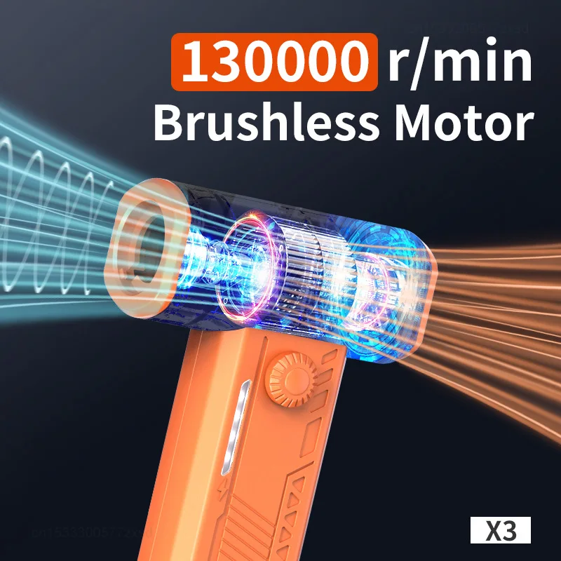 130000 Rpm mini turbo jet ventilador espanador de ar elétrico velocidade do vento ajustável turbo ventilador violento recarregável com luz limpeza do carro