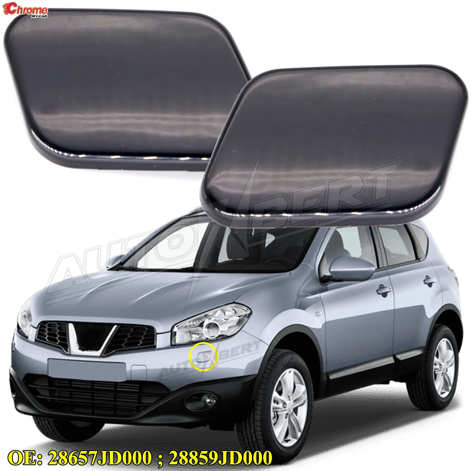 

Front Bumper Headlight Washer Jet Cover Unprimed Nozzle Cap Right Left For Nissan Dualis Qashqai J10 06-10 28858JD000 28658JD000