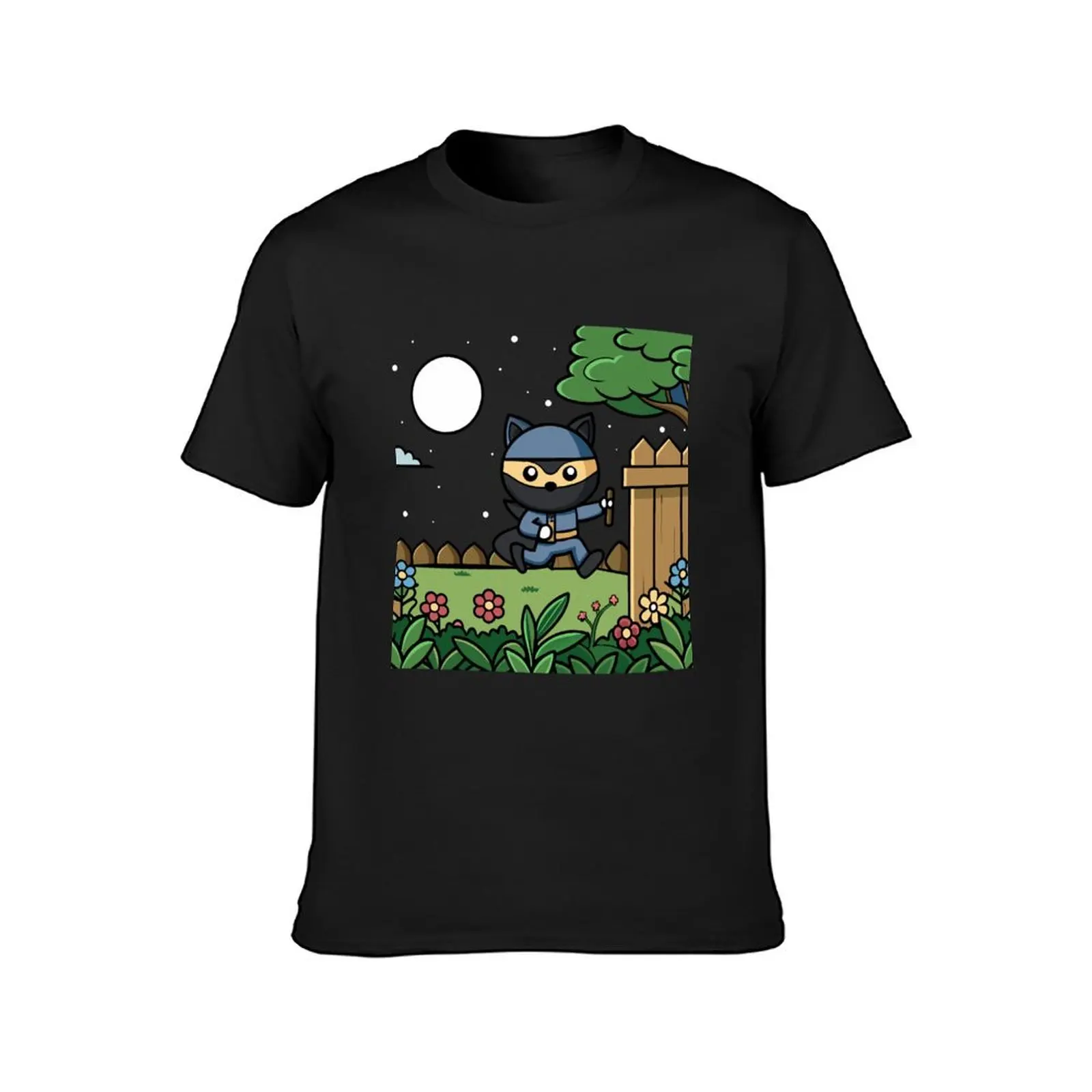 Moonlit Adventures of a Feline Ninja T-Shirt customizeds summer clothes kawaii clothes boys animal print t shirts for men cotton