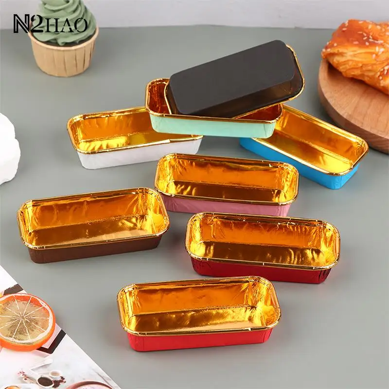 50pcs/set Rectangle Cupcake Tray Case Wedding Party Caissettes Golden Muffin Wrapper Paper Cup Oilproof Cupcake Liner Baking Cup