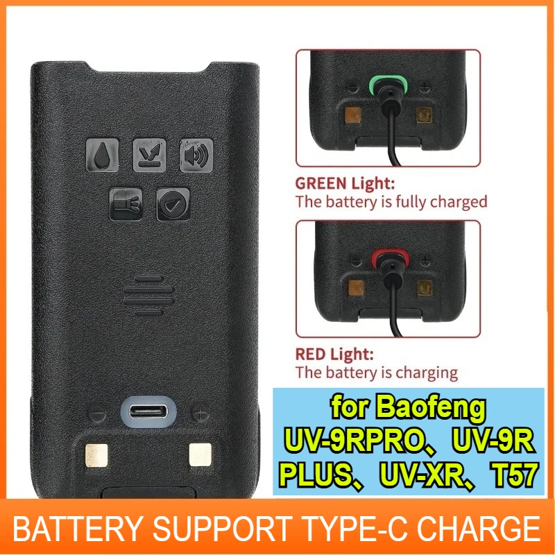 ل Baofeng UV-9R Pro 7.4 فولت بطارية ليثيوم أيون IP68 دعم نوع-C تهمة ل GMRS-9R ​ ​ ​ ​ ​ ​ ​ اسلكية تخاطب BL-9 بلس