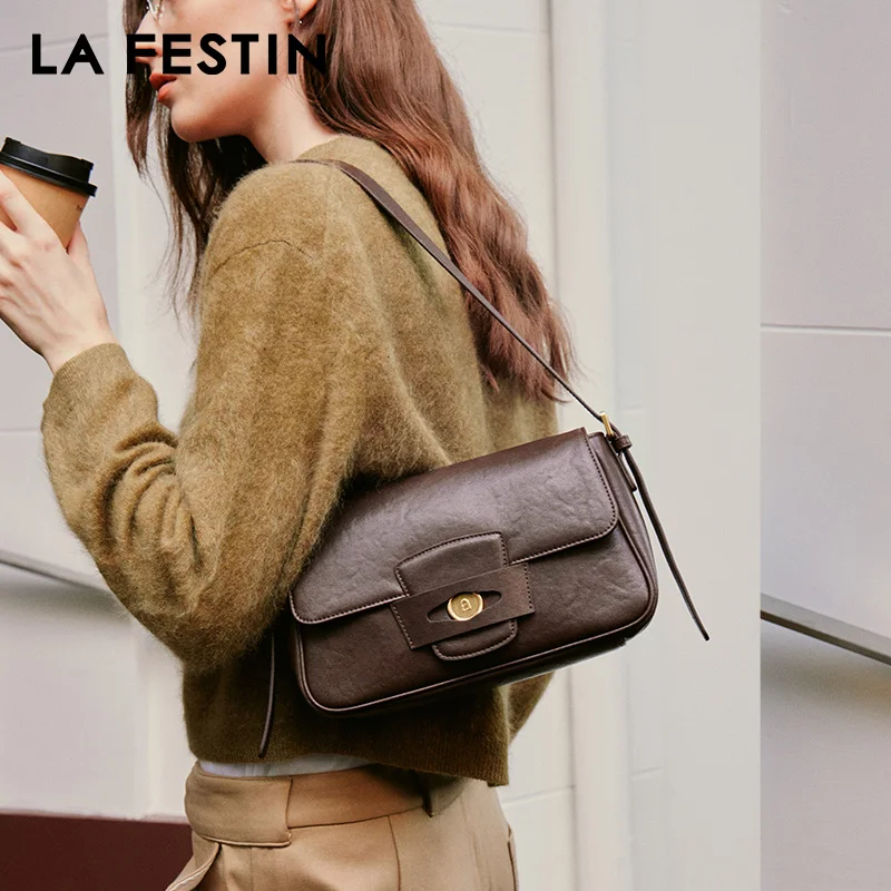 LA FESTIN Original Brand Women Bag Casual Shoulder Crossbody Bag Square Bag Leather Classic Retro Female Bag High Quality Bag