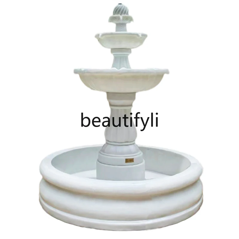 زخرفة نافورة المياه الشمسية الكبيرة، فناء خارجي أوروبي، حوض سباحة متمنيا تعميم المياه فنغ شوي #6