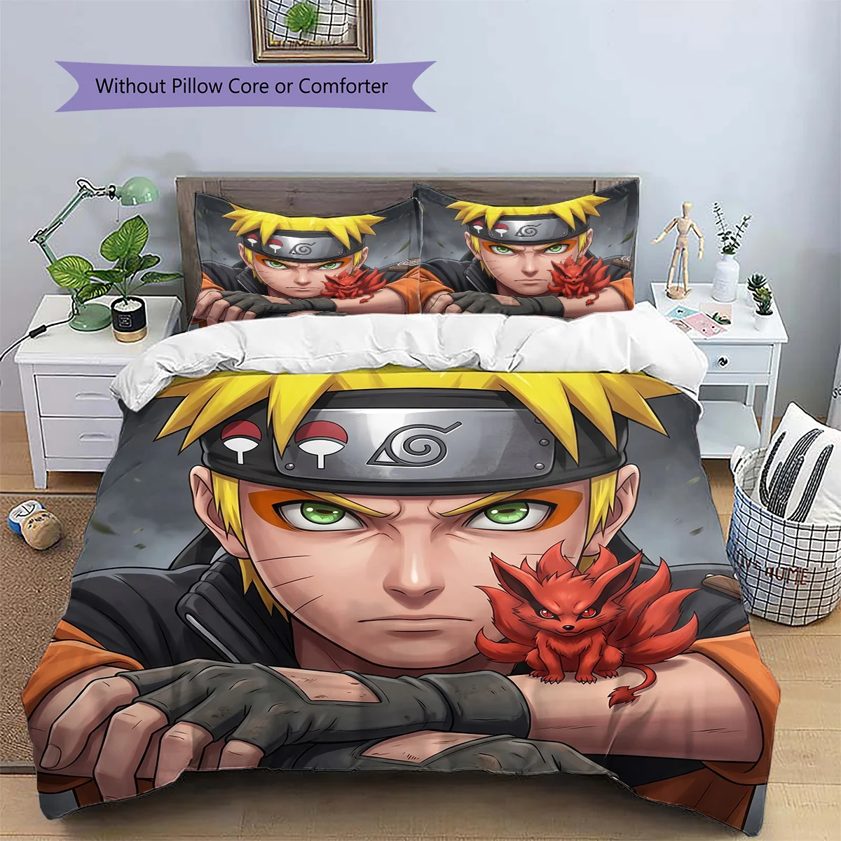 Naruto Anime Flair Designed Pillowcase & Duvet Cover Set | Bedroom Decor | Ideal Gift for Anime Enthusiasts YUN6511