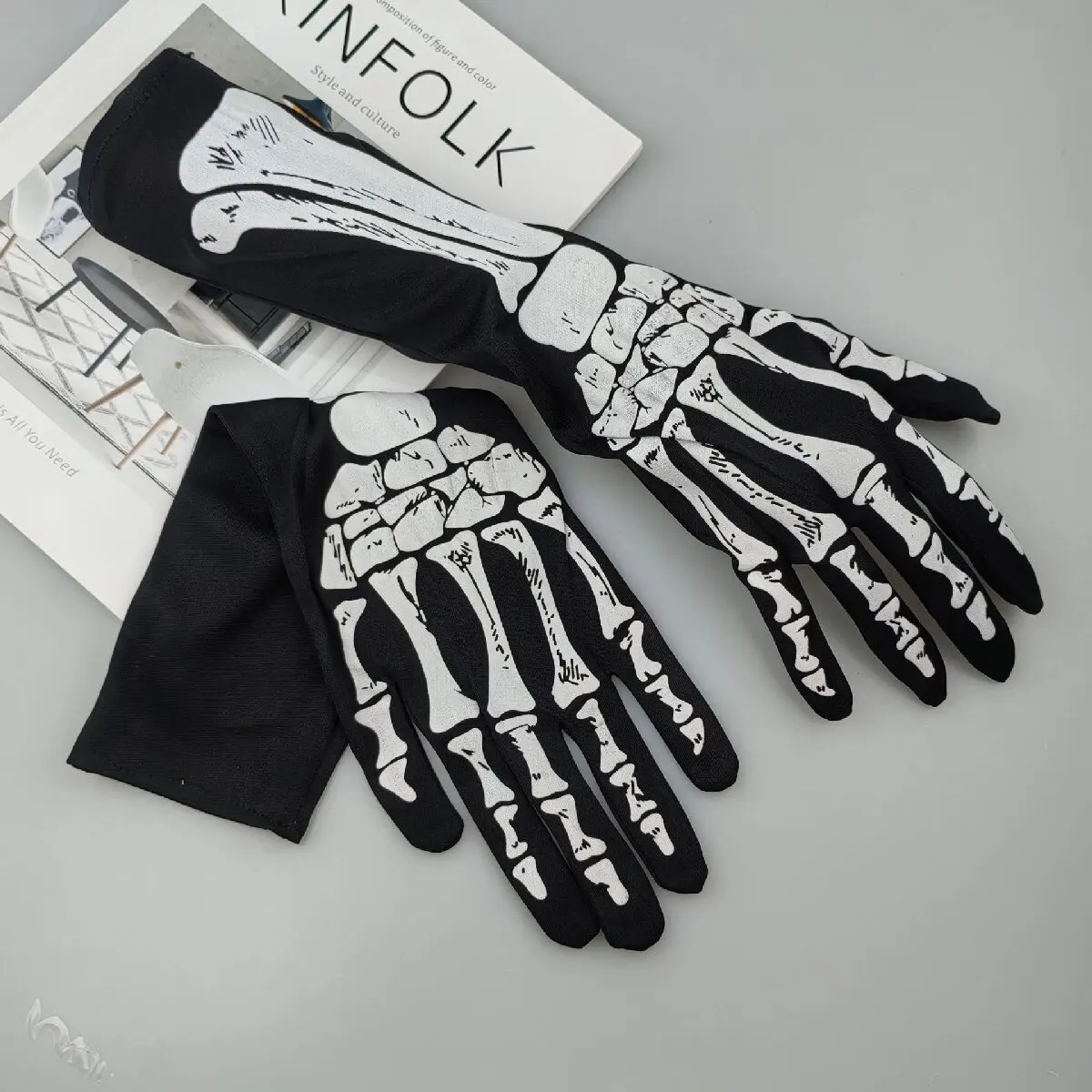 Halloween Skeleton Skeleton Gloves Trick Dark Wind Convex Gloves Skeleton Ghost Festival Costume