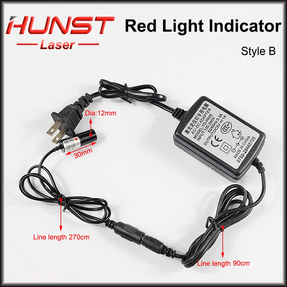 HUNST Red Dotted Beam Light 650nm 5V Infrared Adjustable Laser Module Locator + Adapter for Fiber Marking or Cutting Machine