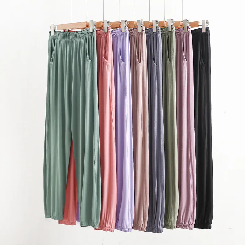 

Loose Modal Sleepwear Women's Summer Large Size Casual Pants Color Home Pants Thin Mosquito Proof Air Conditioned Pants