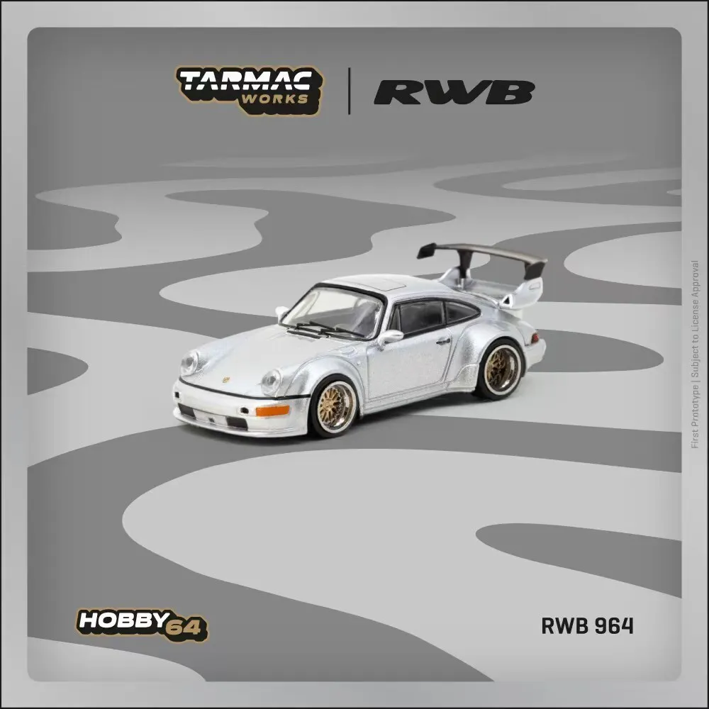 

PreSale TW 1:64 RWB 964 Silver Diecast Car Model Collection Toys Tarmac Works