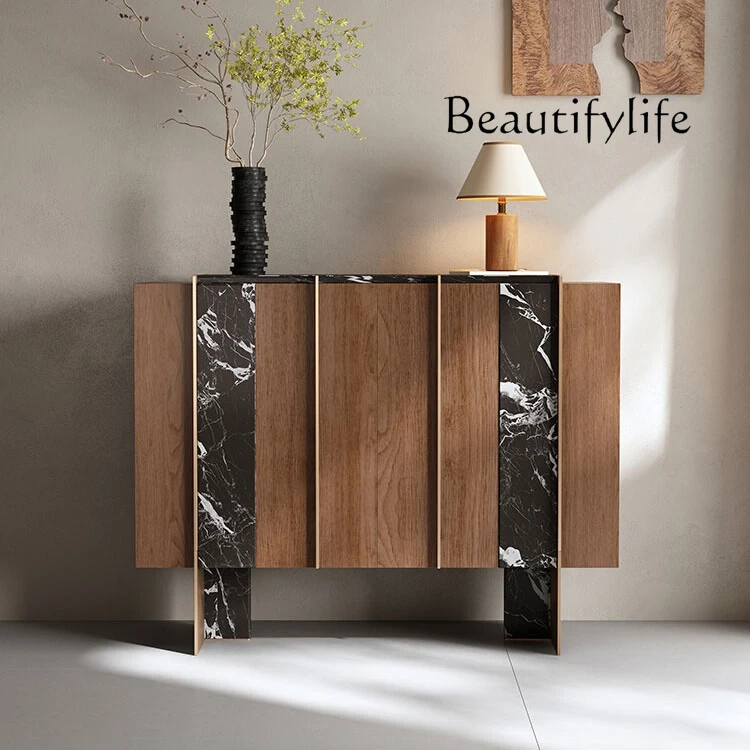 

Medieval style solid wood shoe cabinet retro simple door cabinet villa luxury living room dining room wall storage