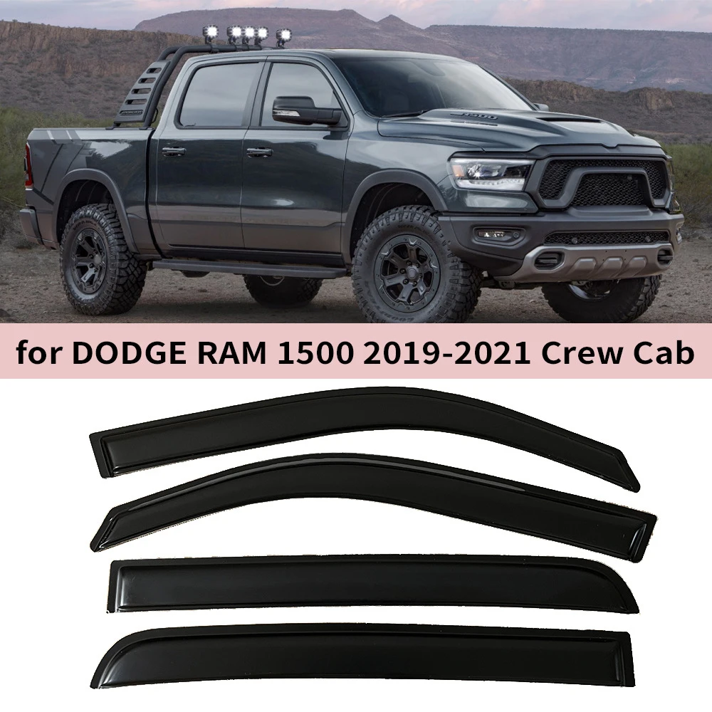 

Wind Deflectors Rain Guards Window Visor for DODGE RAM 1500 Crew Cab 2019-2025 Door Visor Vent Shades Ventvisor