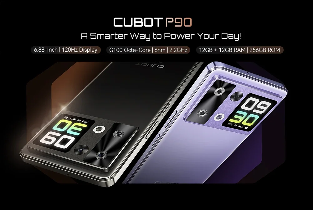 Cubot P90 Smartphone Helio G100 Octa-core 24GB+256GB 6.88Inch 120Hz Display 5100mAh Battery 64MP Camera Android 15 CellPhone NFC