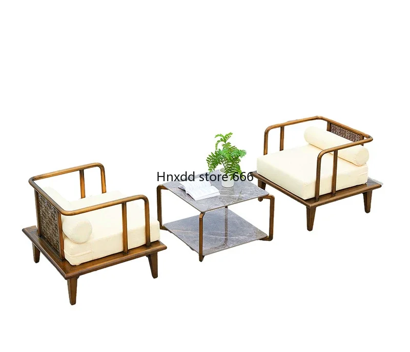 Outdoor sofa stainless steel retro style Chinese courtyard villa model room