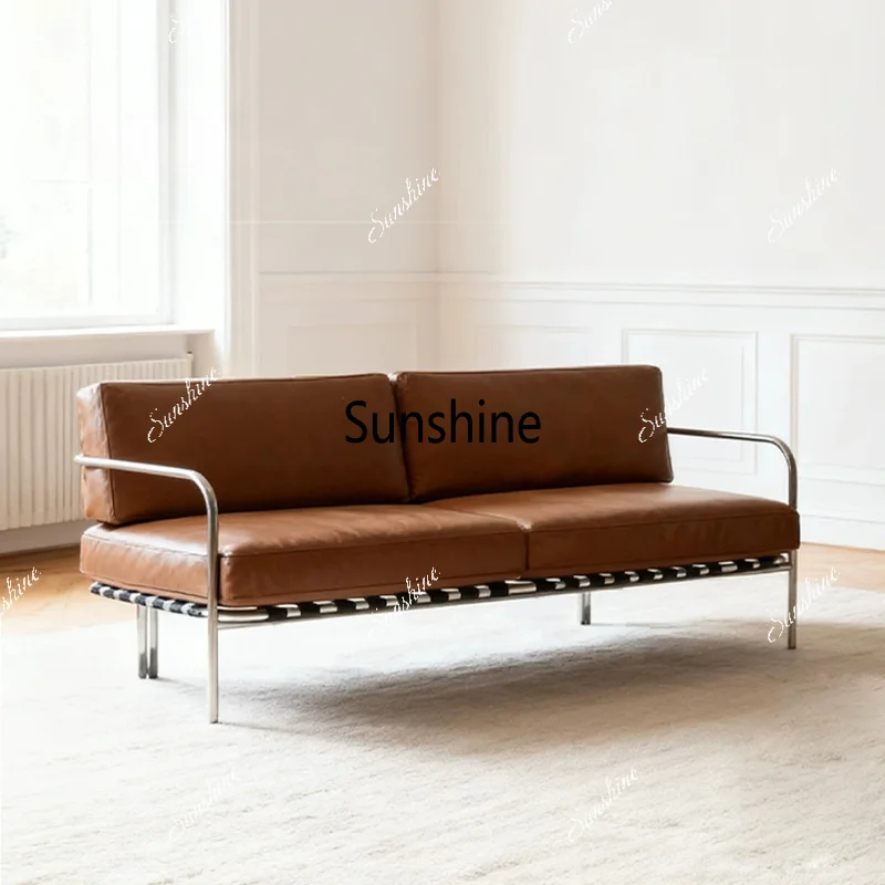 

Italian light luxury design, stainless steel sofa chair at the sales office of the living room hotel homestay club