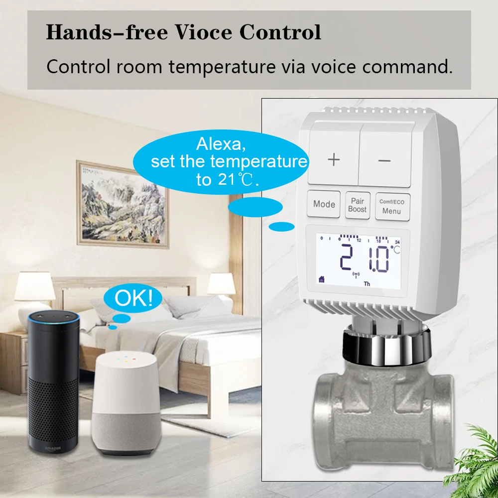 Imagem -04 - Tuya Zigbee Programável Válvula Termostática do Radiador Atuador Inteligente Trv Termostática App Remoto Controlador de Temperatura Suporte Alexa