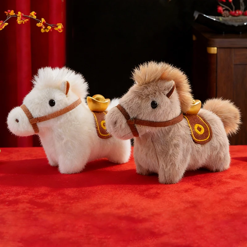 Uroczy pluszowy breloczek na Nowy Rok, zawieszka, miniaturowa figurka konia