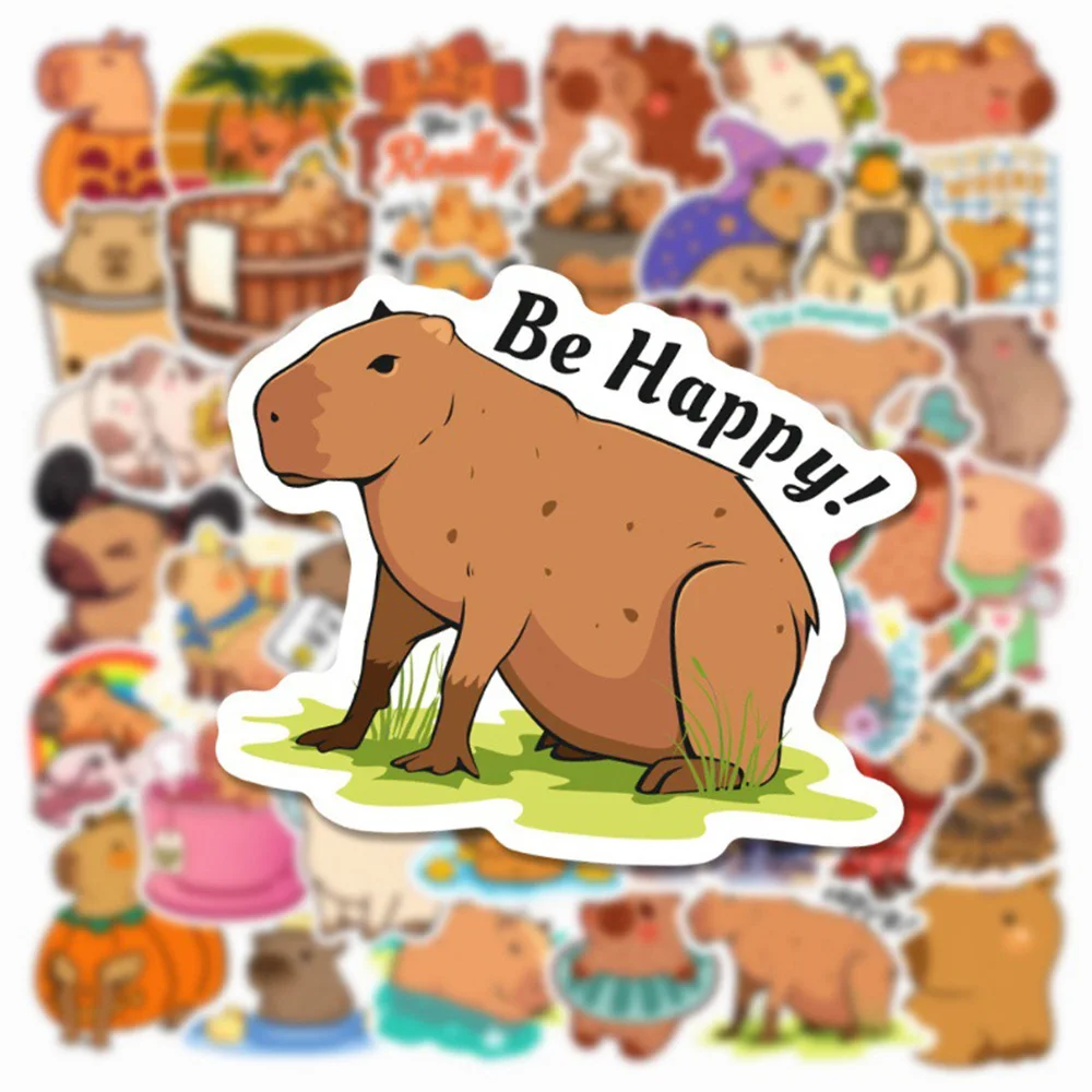 10/30/50PCS Cartoon Cute Capybara Stickers Funny Wall Decals Decoration Toy Gift DIY Suitcase Laptop Phone Car Animals Sticker