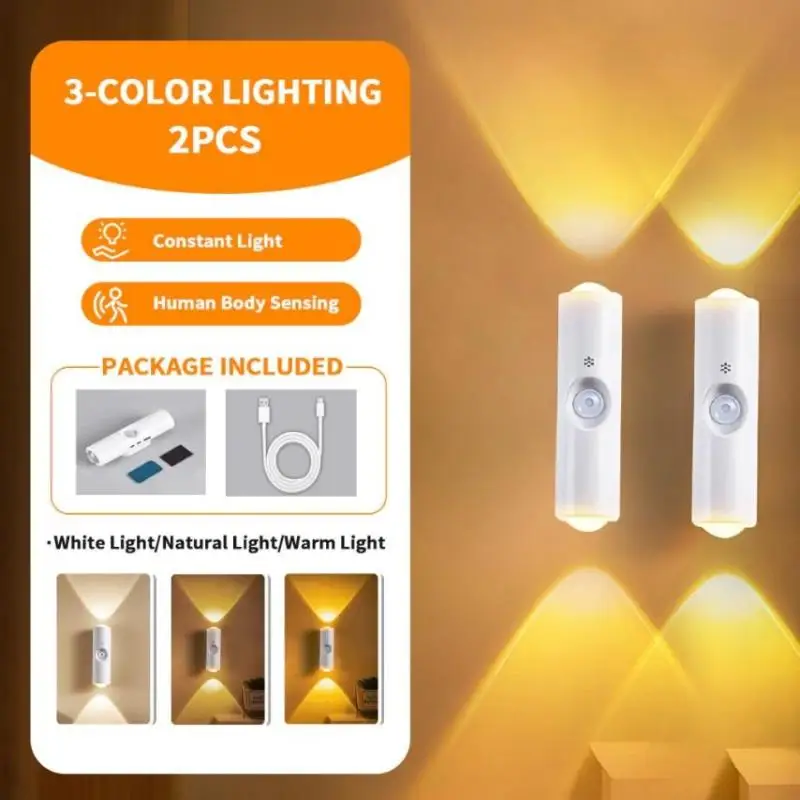 Rechargeable Magnetic Wall Lamp LED Motion Sensor Light Color Night Light Automatic Room Lights