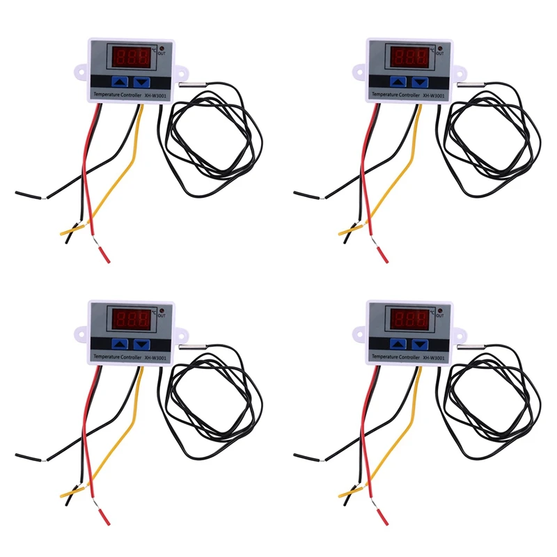 

4X 10A AC110-220V Digital LED Temperature Controller XH-W3001 For Incubator Cooling Heating Switch Thermostat NTC Sensor