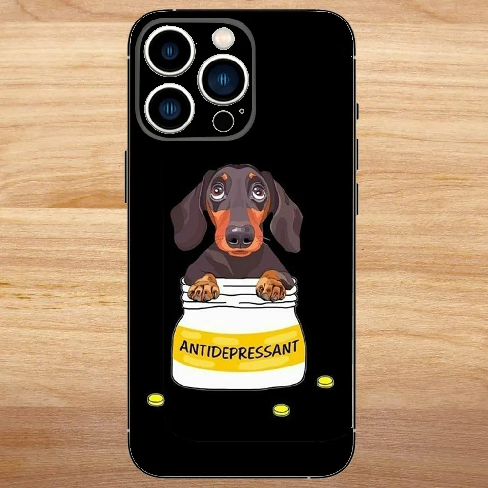 Custodia per telefono per cani con salsiccia bassotto per iPhone15,14,13,12,11,Pro,Max,Plus,Mini,X,XS,XR,8,7,6,S,Plus,SE custodia morbida nera