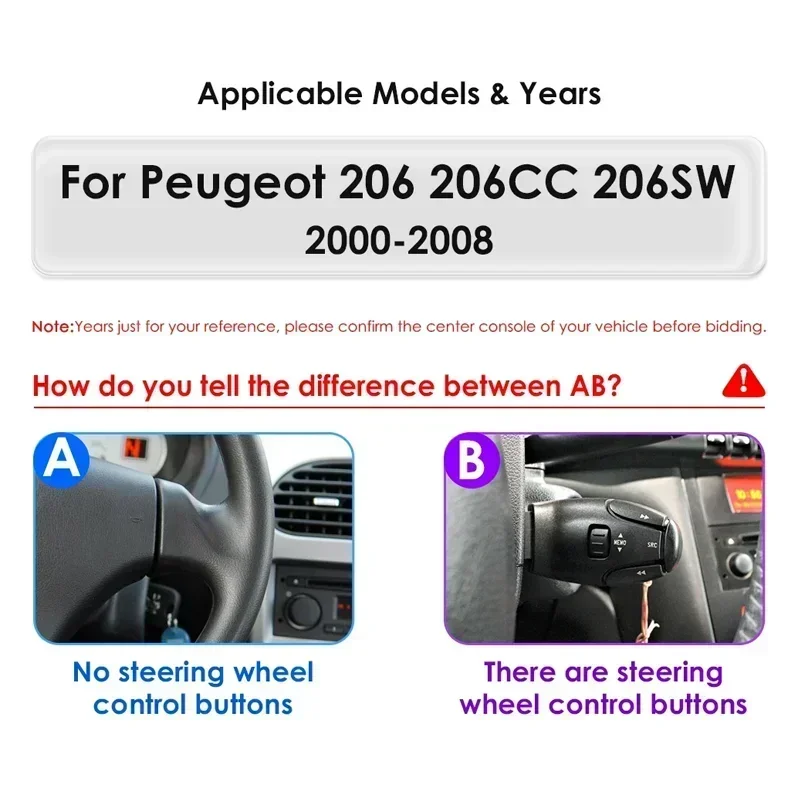 راديو السيارة أندرويد لبيجو 206 206CC 206SW 2000 - 2008 Carplay اللاسلكية الوسائط المتعددة 7 "الذكاء Autoradio ستيريو الملاحة لتحديد المواقع