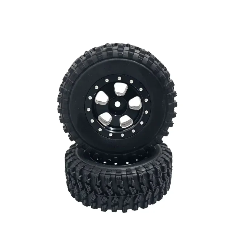 Aluminum Tires one Piece And Wheel Hubs Set for MN-82 RC Off-Road Vehicle - RC Car Replacement Part Toy Accessory