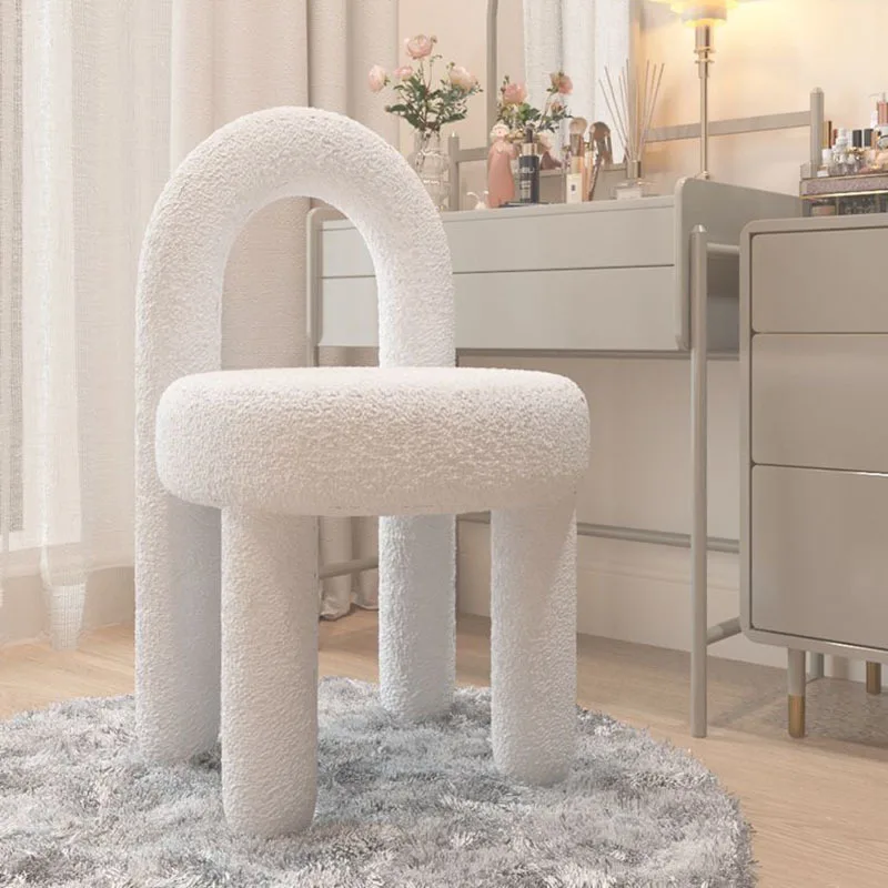 Modern Simple Vanity Chair Make Up Stool Nordic Living Room Bedroom Chairs Fabric Single Stool Home Office Leisure Seat