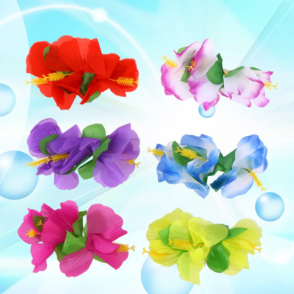 12Pcs Hibiscus Flower Hair Clips 6 Colors Sweet Young Design Easy Comfortable Daily Summer Beach Wedding Party Hairclip