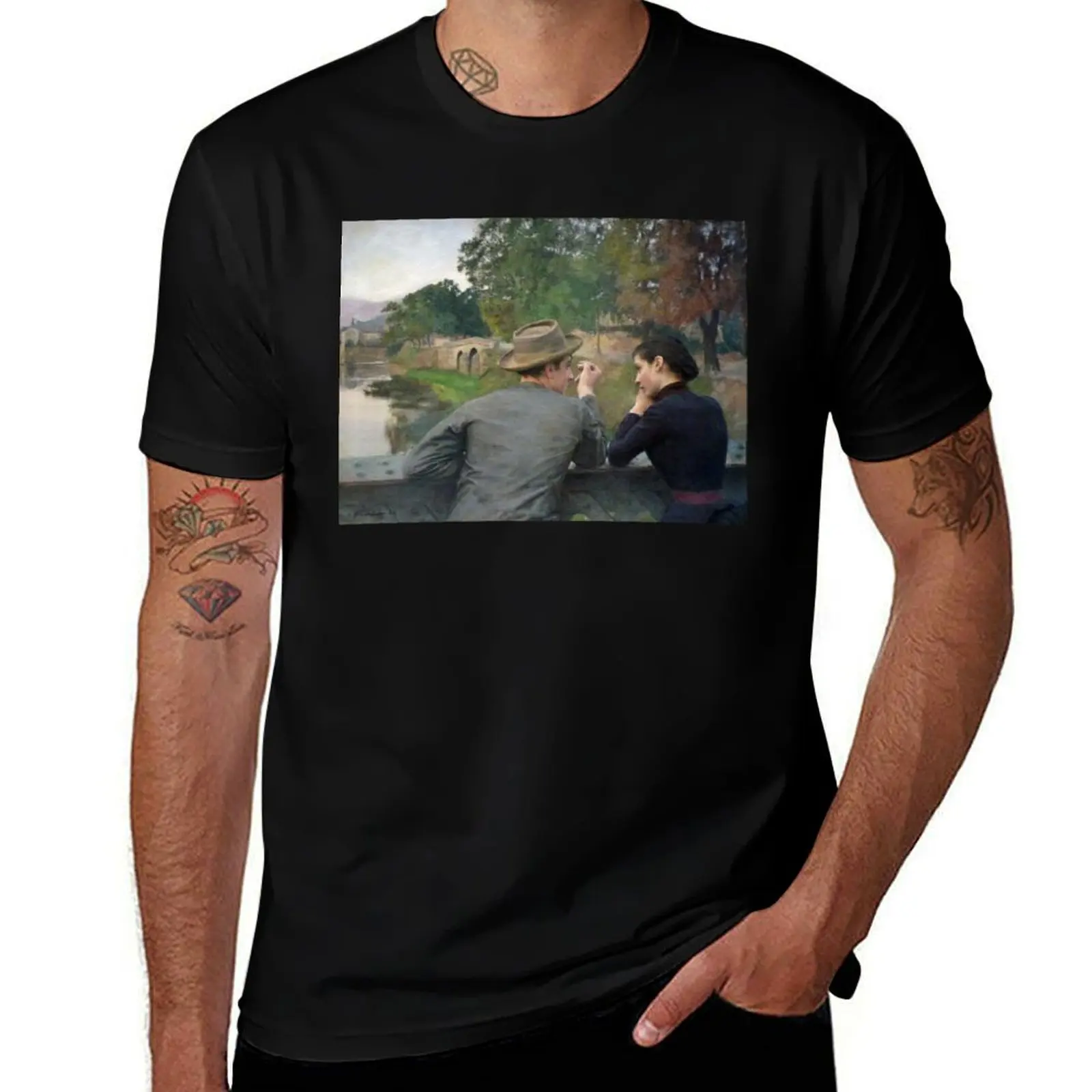 Les Amoureux di Émile Friant: Il Tatuaggio d’Arte sul Tuo T-Shirt per Uomini su AliExpress