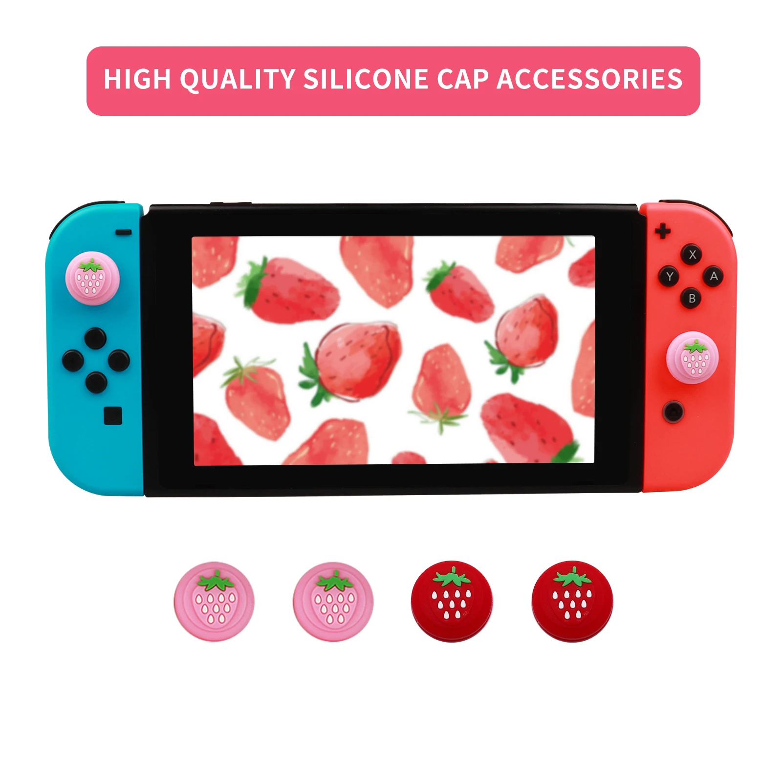 For Switch Carrying Case, EVA Hard Shell with Strawberry & Cherry Blossom Pattern, Fits for Switch/OLED with Accessories