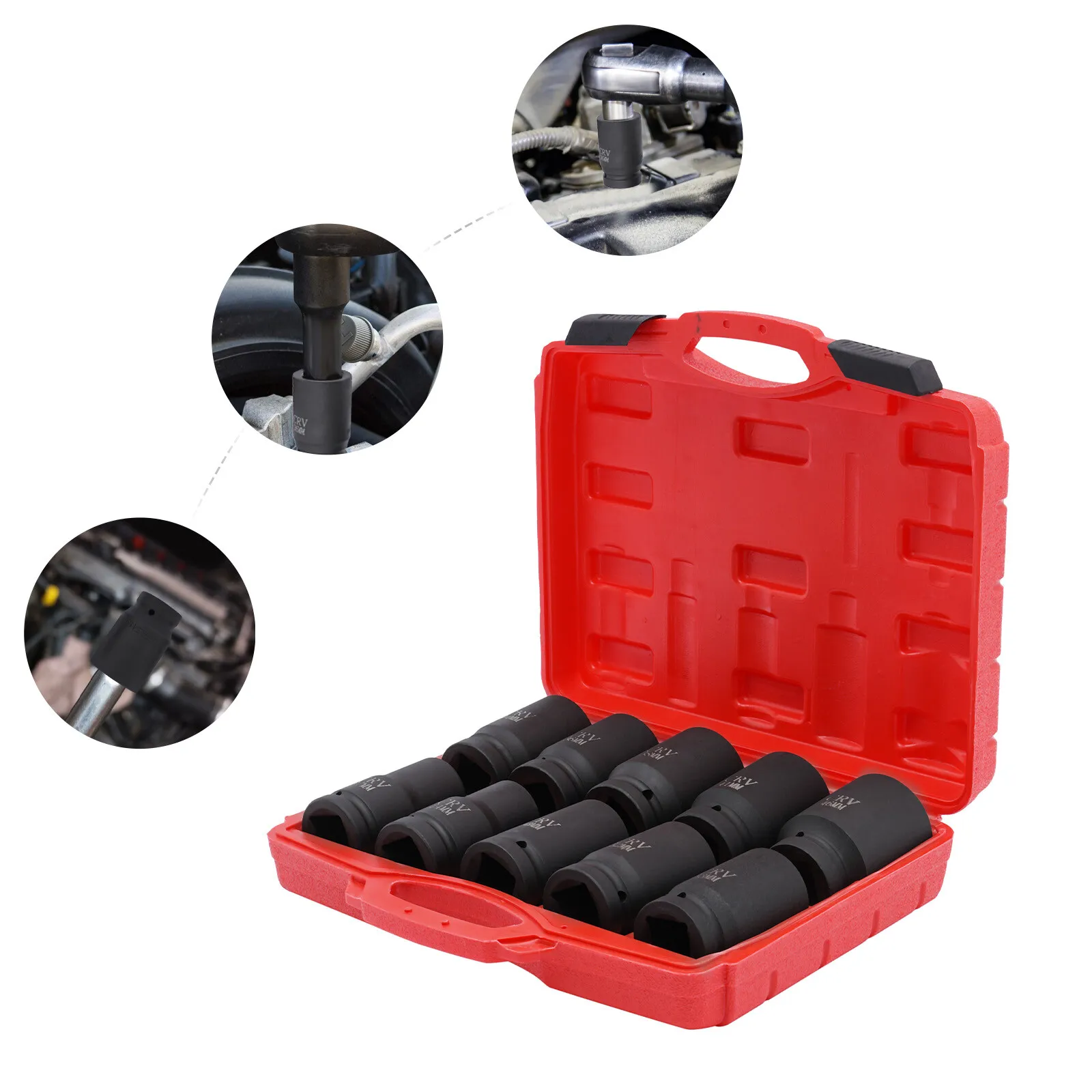 Juego de 10 llaves de impacto de 24 mm a 46 mm para camiones, juego de llaves de 88 mm