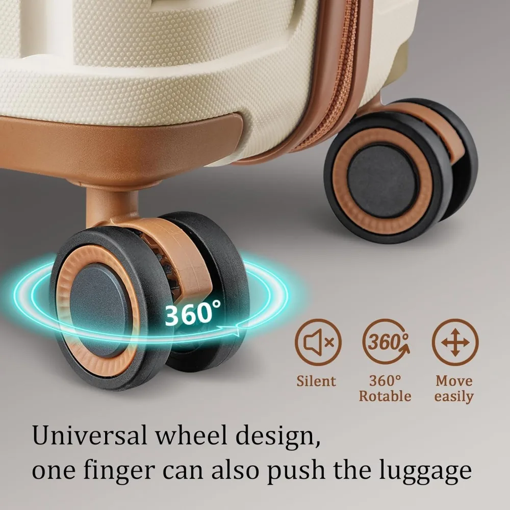 Luggage Sets 5 Piece Suitcase Set, PP Hardshell Carry on Suitcase Set, Travel Suitcases with Double Spinner Wheels and TSA Lock