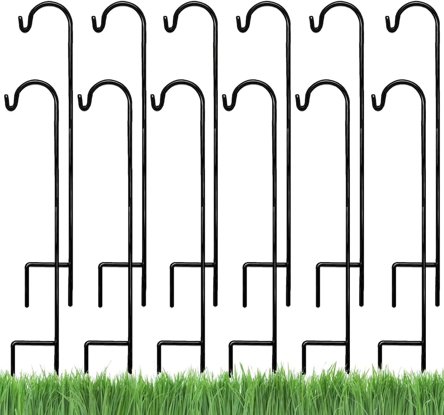 

35-дюймовые металлические крючки-держатели премиум-класса, 12 штук, черные, для солнечных светильников, кормушек для птиц и садового декора