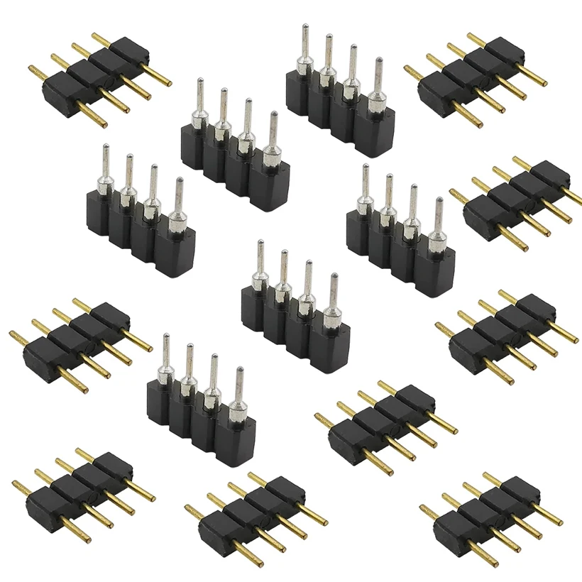 20 sztuk/lot RGB 4Pin Adapter złącza Mała igła 4P Męskie i żeńskie gniazdo wtykowe RGB Złącza do 3528 5050 RGB LED Strip Lights
