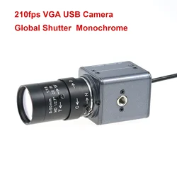 Cámara USB con obturador Global de 210fps, monocromática, carcasa de alta velocidad de fotograma, cámara web VGA, 640x360, lente CS con Zoom Varifocal de 2,8-12mm y 5-50mm