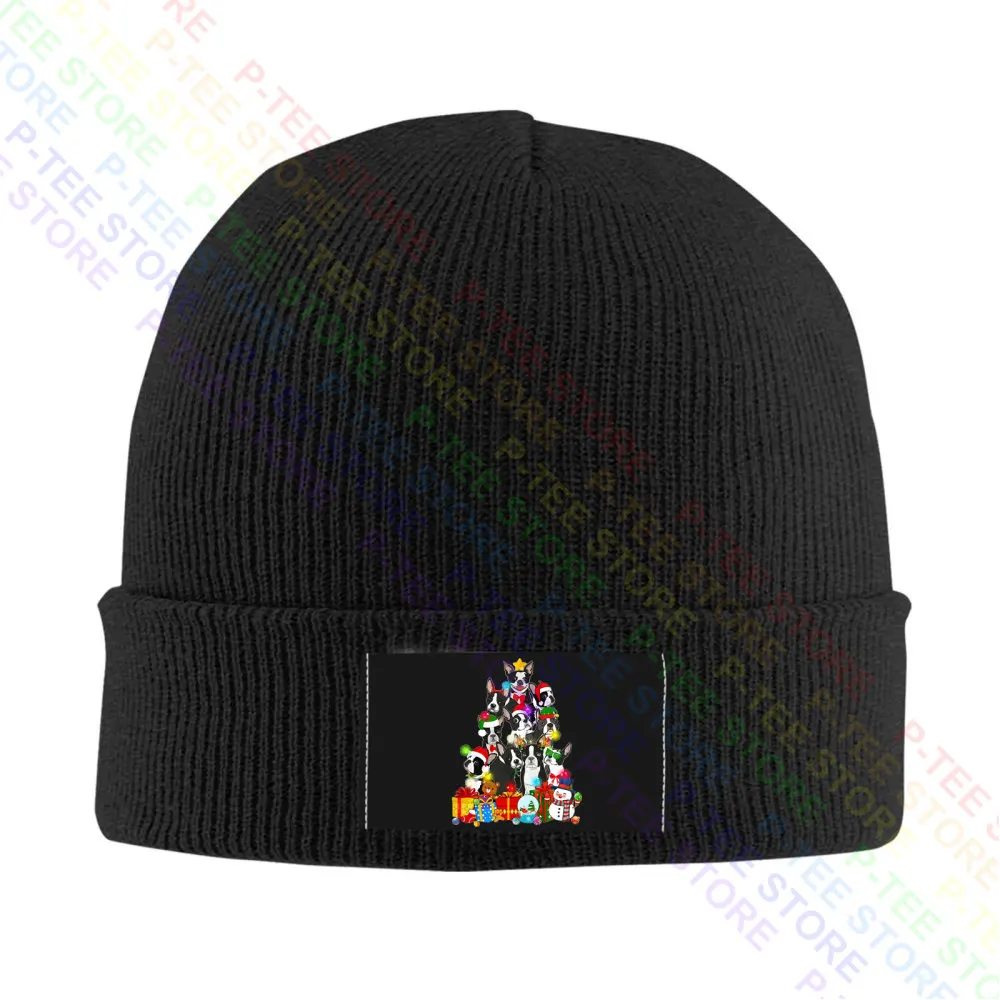 Boston Terrier Christmas Tree Lights Gift Dog Baseball Cap Snapback Caps Knitted Bucket Hat