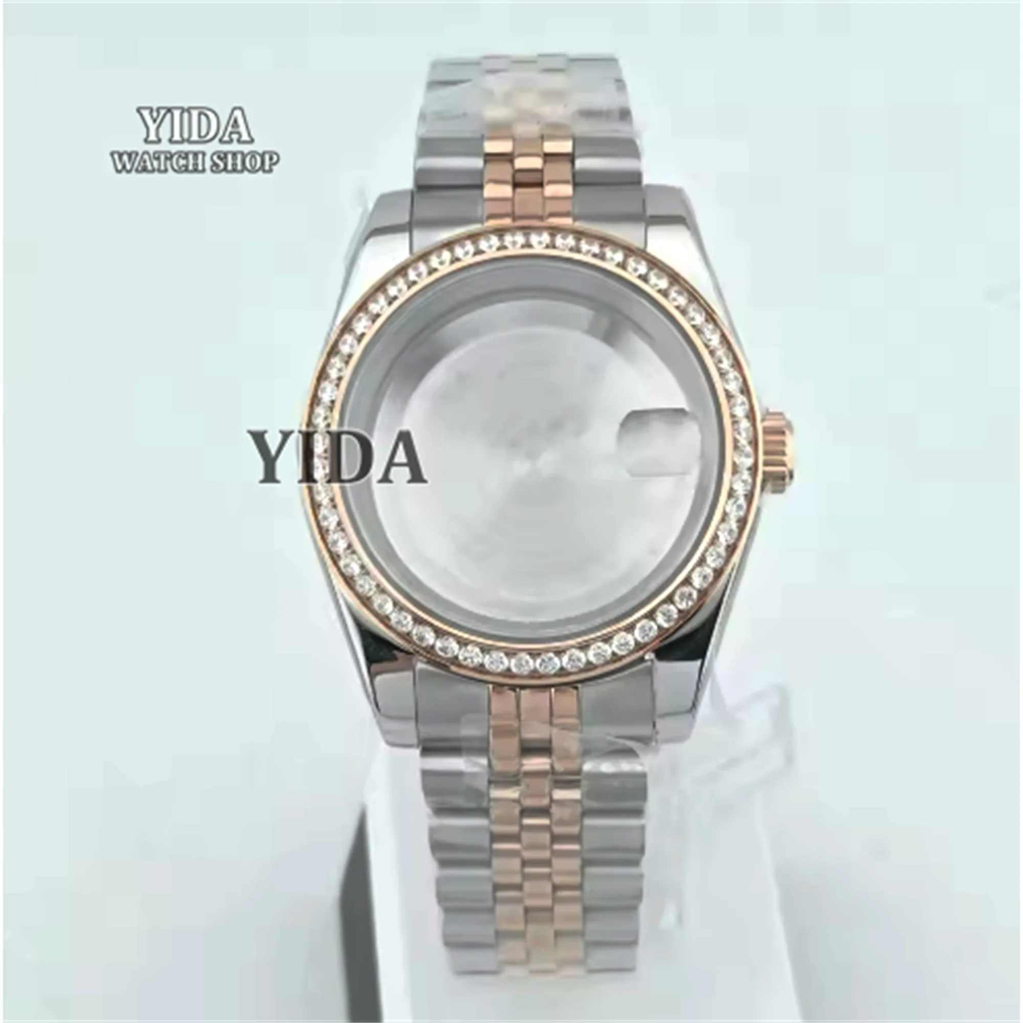 Datejust diamantes caixa de relógio jubileu pulseira 36mm/39mm vidro safira aço inoxidável para nh35 nh36 movimento mod substituições