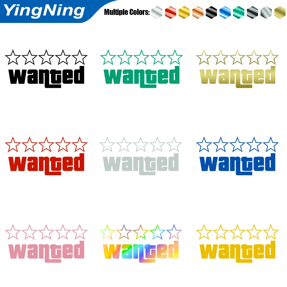 

Wanted Five Star Wanted Car Stickers Waterproof Auto Rear Window Body Bumper Trunk Vinyl Decals Funny Car Decoration Accessories