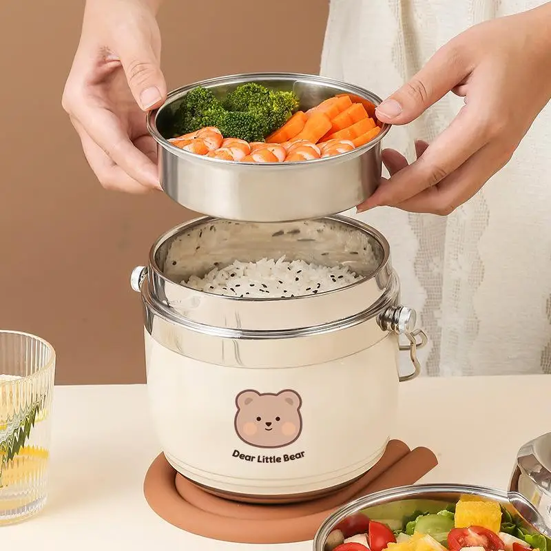 

Large Capacity 304 Stainless Steel Vacuum Insulated Lunch Box Double Layer Multi Layer Bento Box for Adults And Students