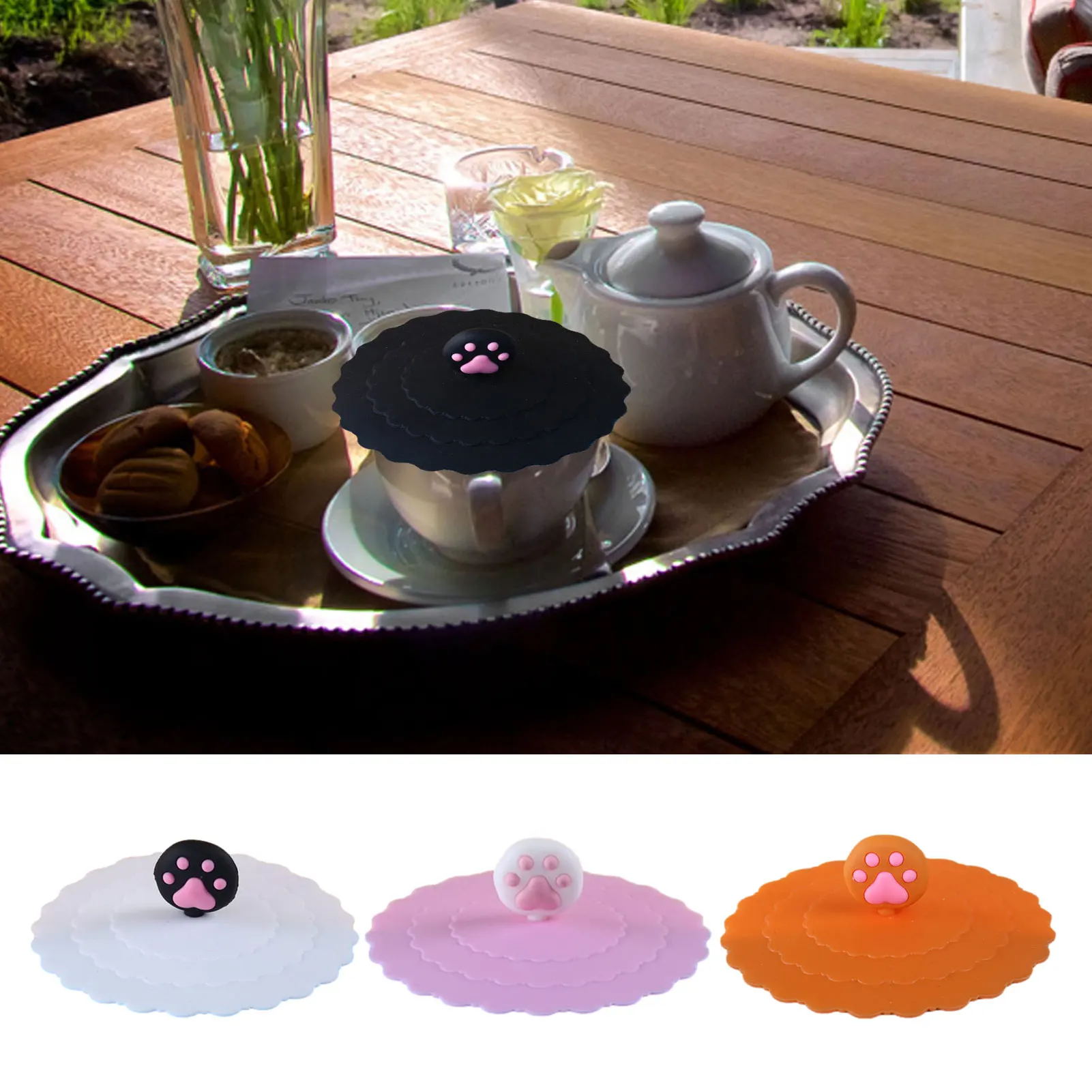 Silicone Cup Lids Cute Cartoon Animal Dustproof Leak-proof Glass Mugs Silicone Lid Reusable Tea Coffee Lids Seal Cap Cup