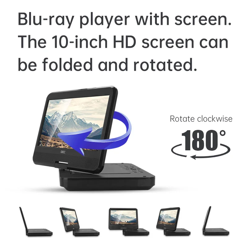 GIEC G360 모바일 블루레이 플레이어, DVD CD, VCD, BD25, BD50, USB 하드 드라이브 지원, 1080P HD 재생 영역 재생, DTS 지원