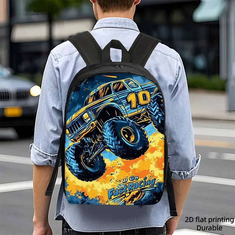 

1 Monster Truck Backpack | Bold "10" Design, Lightweight, Large Capacity, Adjustable Shoulder Strap, Zip Seal