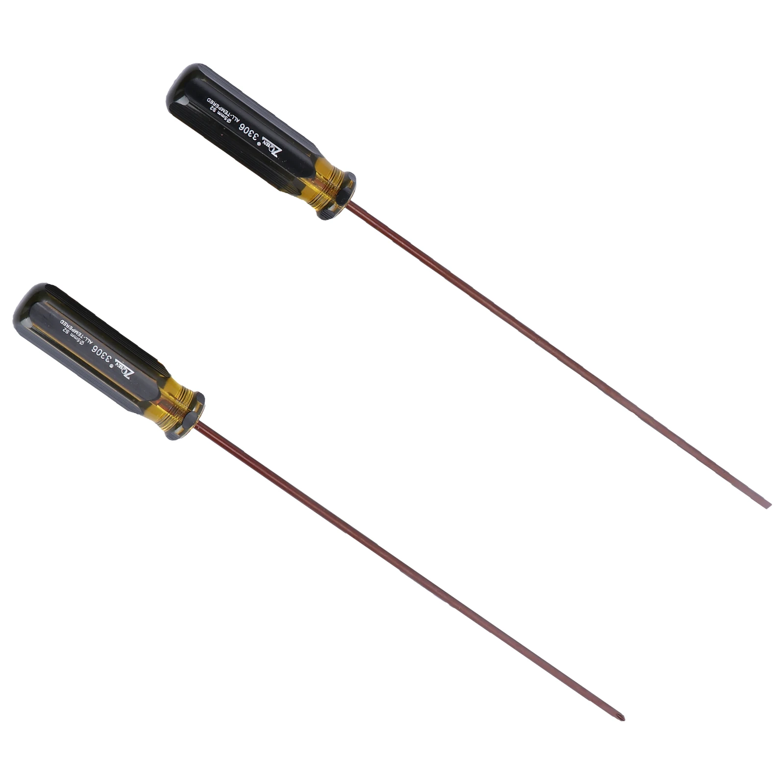 

2pcs Flathead Screwdriver Long Tip Durable Slotted Wear Resistant Home Repair Tool Magnetic Crossword Game Console