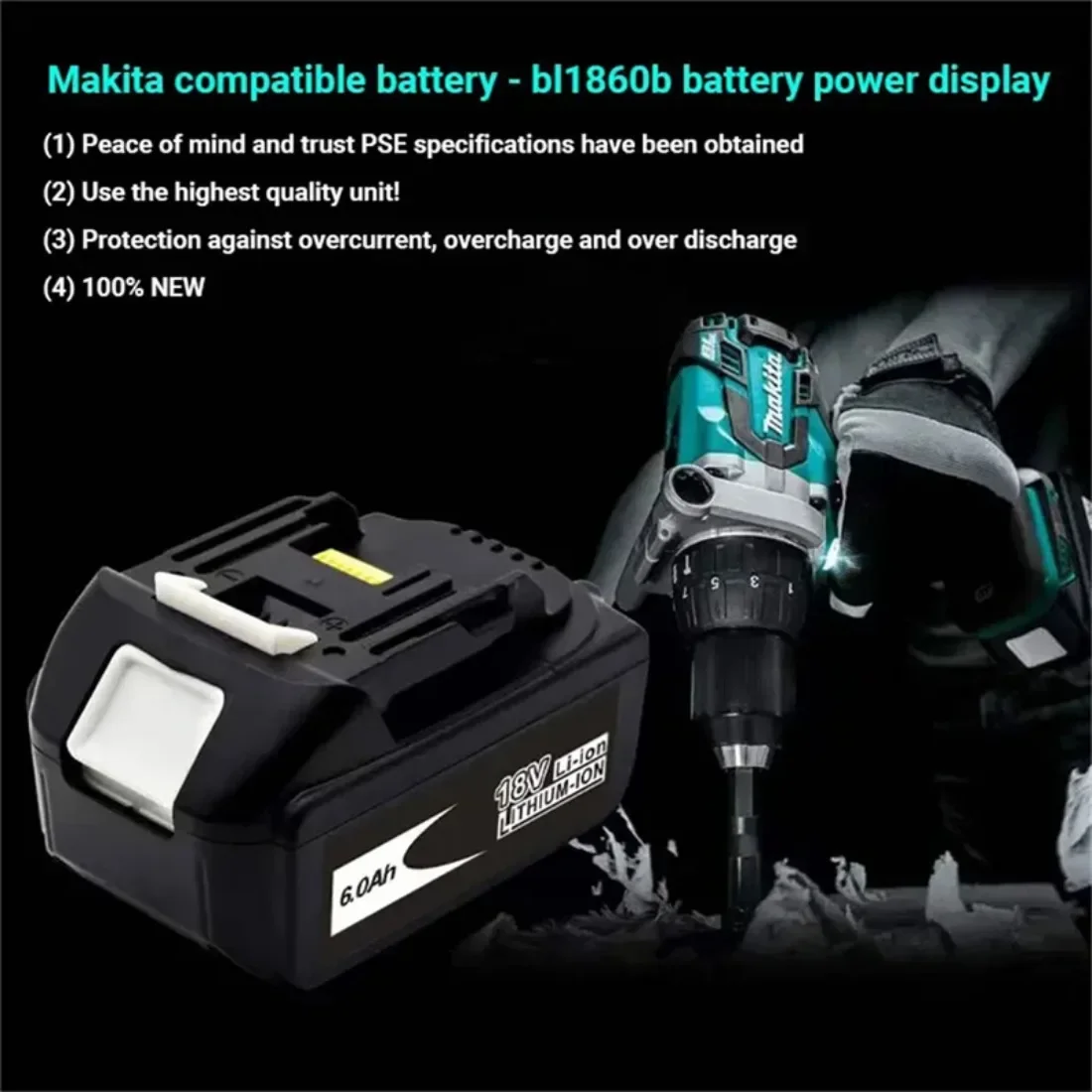 For Makita 18V Rechargeable Battery 18650 Lithium-ion Cell Suitable For Makita Power Tool BL1850 BL1860 BL1830 LXT400